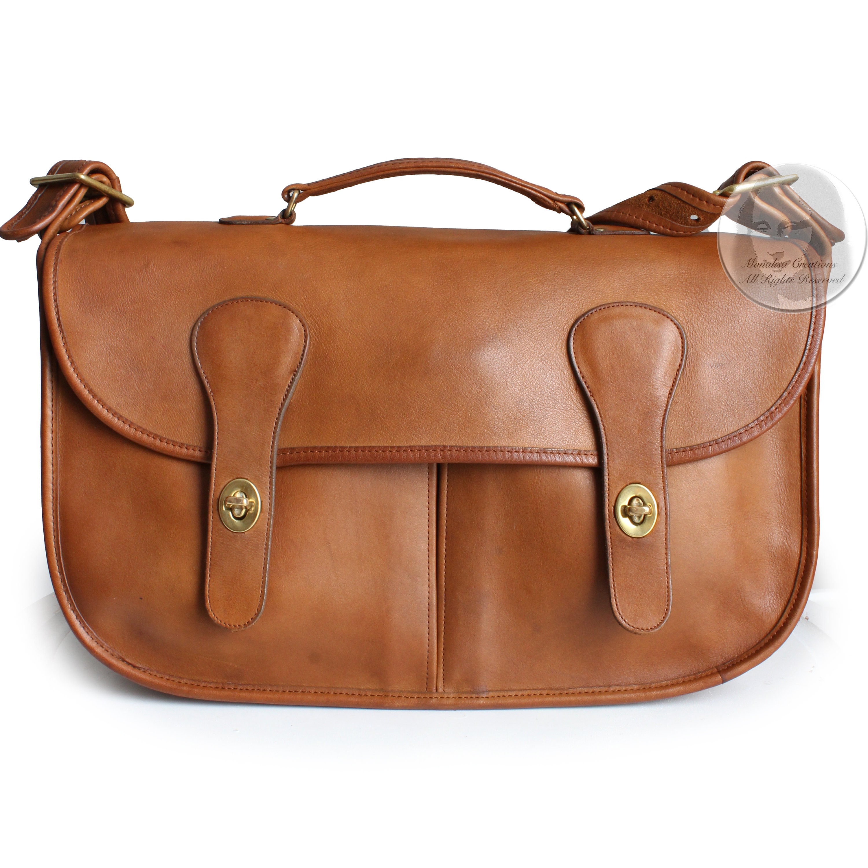 Vintage Coach Bag Musette Messenger Tan Leather Unisex