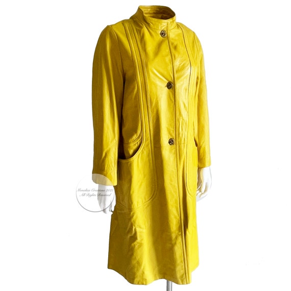 Bonnie Cashin for Sills Coat Mod Lemon Yellow Lea… - image 2