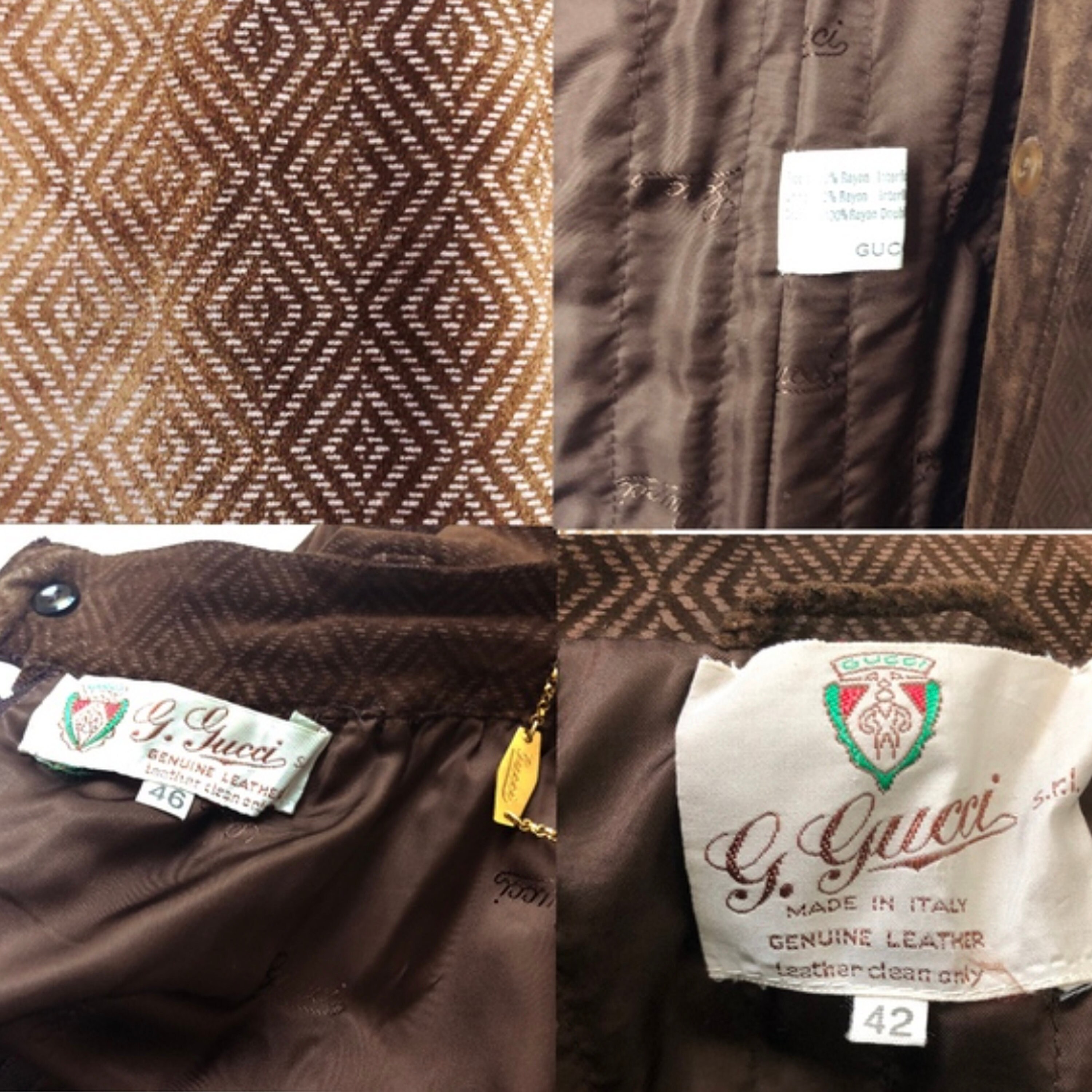 Gucci Suede Coat & Skirt 2pc Set Brown Mocha Suede Leather