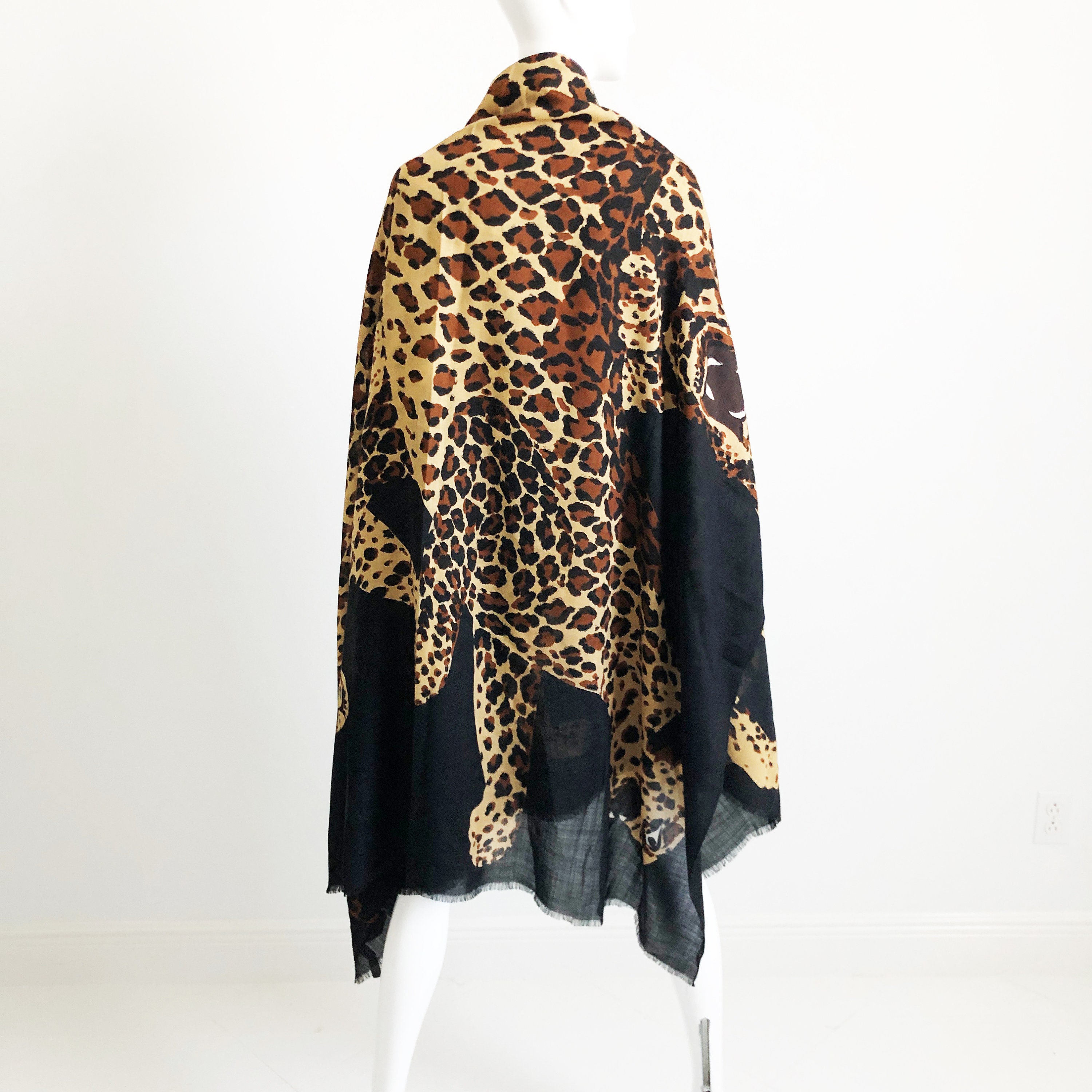 Yves Saint Laurent Massive Shawl Scarf Leopards Silk Wool - Etsy