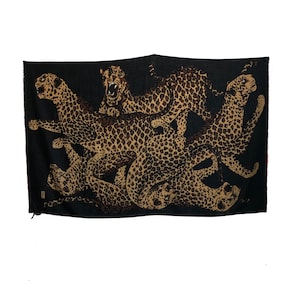 Yves Saint Laurent Massive Shawl Scarf Leopards Silk Wool Blend Rare 84in YSL Vintage 90s
