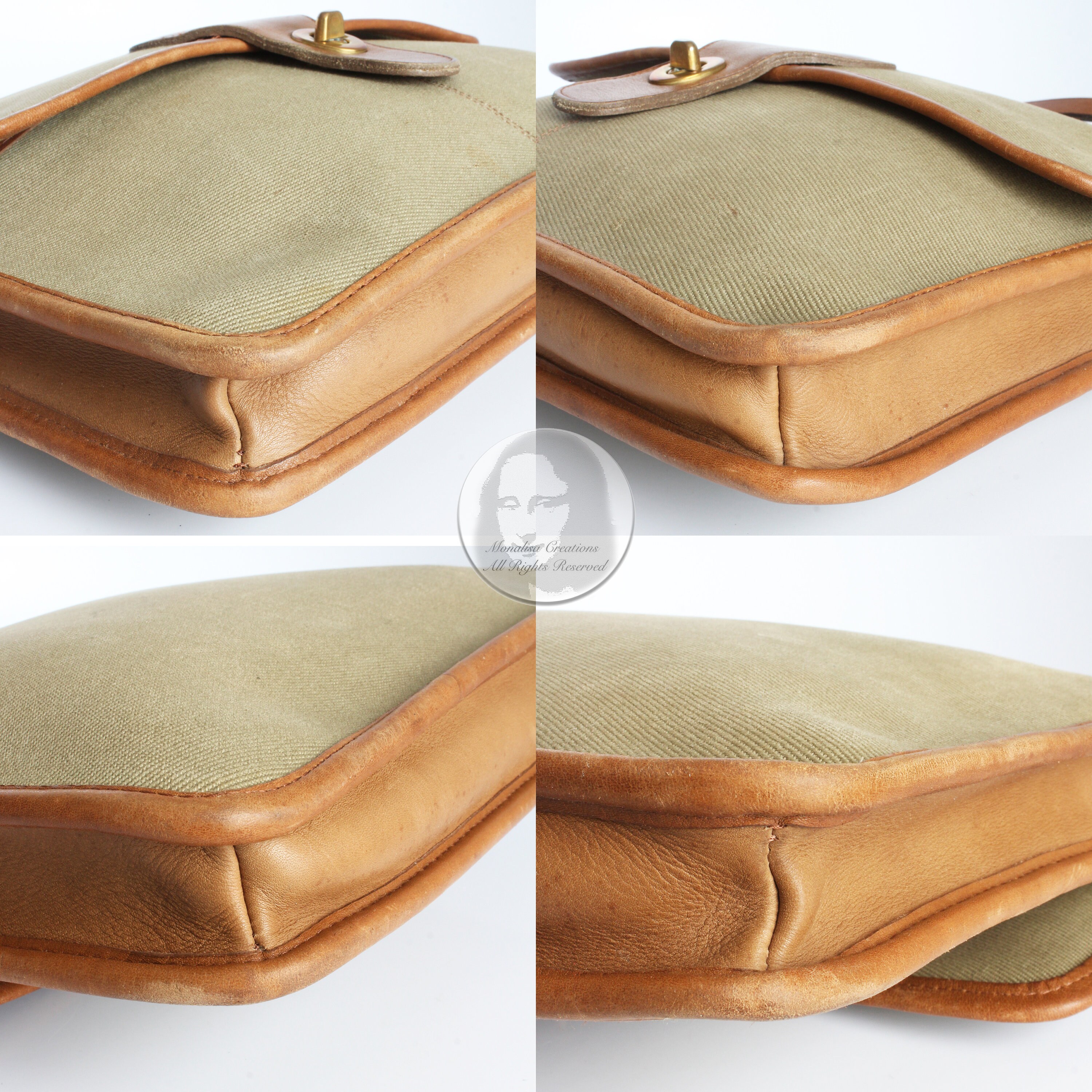 Vintage Coach School Bag Messenger NYC Khaki Twill & Leather