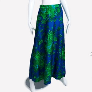 Silk Maxi Skirt Abstract Floral Print Onondaga Silk Inc Rare Vintage 60s Sz 8