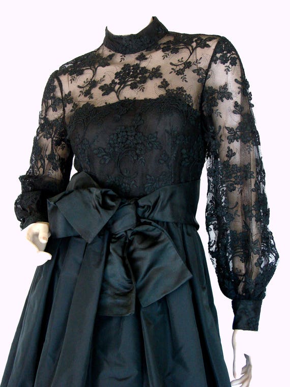 Rare Ronald Amey Evening Gown Black Lace and Silk… - image 2