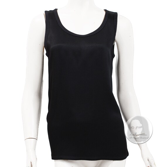 Yves Saint Laurent ブラック トップス Mサイズ Yves Saint Laurent Black Sleeveless Top Tank Style Satin