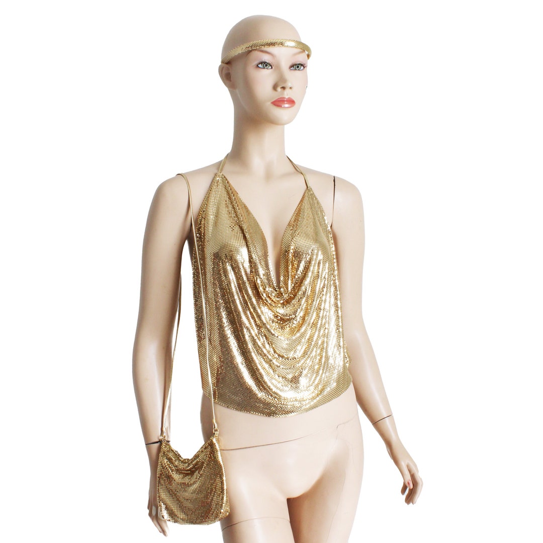 Vintage Whiting & Davis Halter Top, Evening Bag and Head