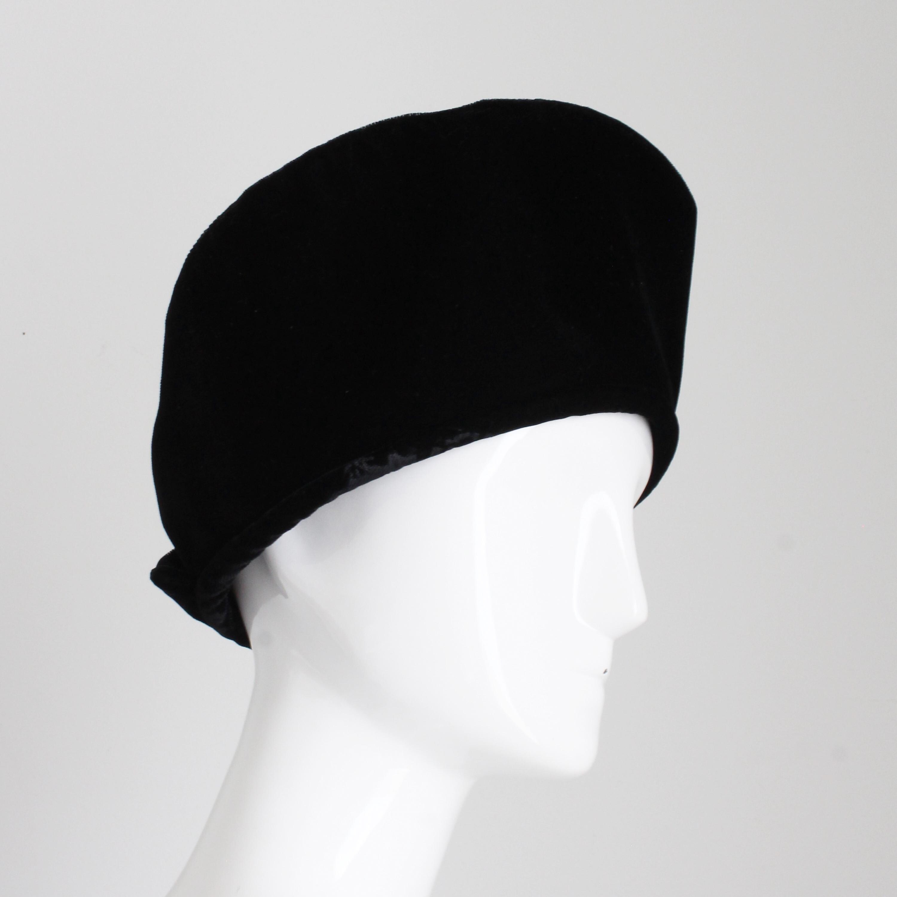 Vintage Norma Kamali Black Velvet Cossack Hat, High Brim  display picture 2