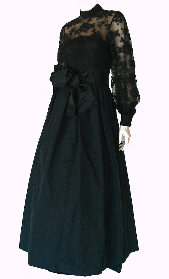 Rare Ronald Amey Evening Gown Black Lace and Silk… - image 6