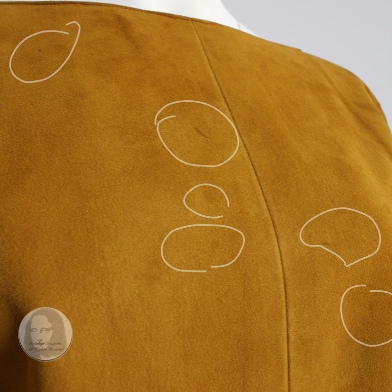 Bonnie Cashin Dress Gold Suede Leather Kimono Sleeves Rare Vintage 60s M image 7