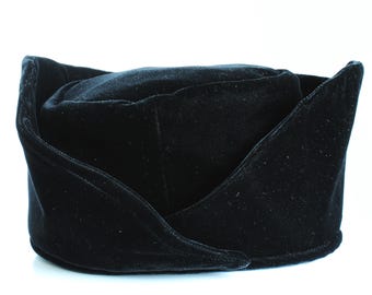 Vintage Norma Kamali Hat Black Velvet High Brim Cossack Style Rare 90s Size S Vintage Norma Kamali Black Velvet Cossack Hat, High Brim  main image 3