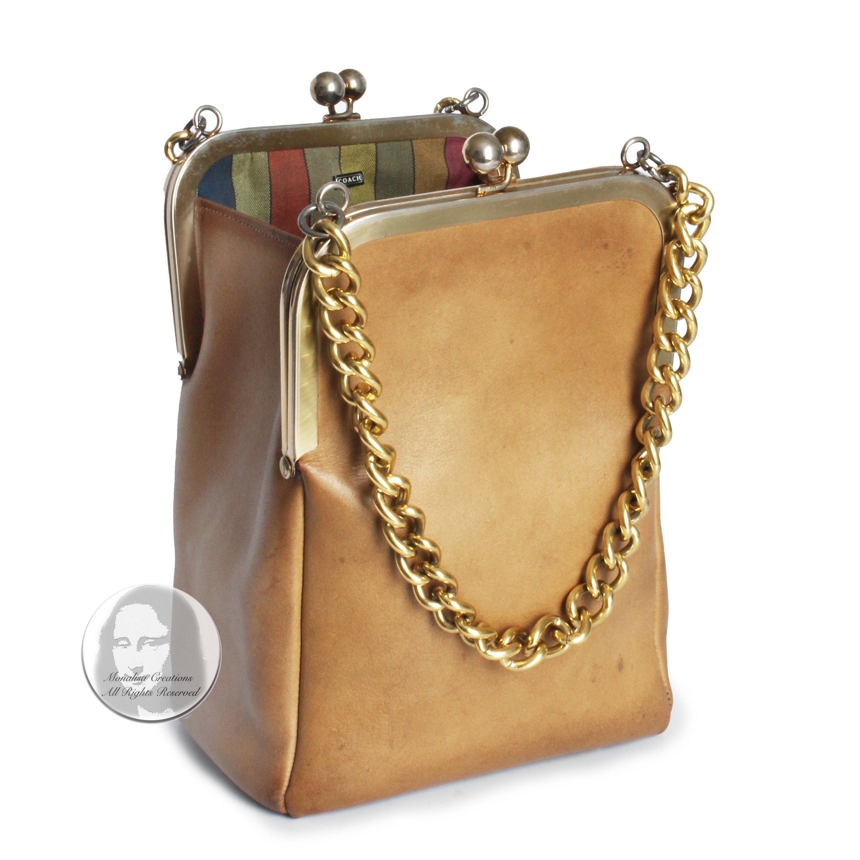 バッグ Coach Bonnie Kisslock Satchel Chain Bag 1960s Bonnie Cashin Coach Double Kisslock Bag – Honey Cycle
