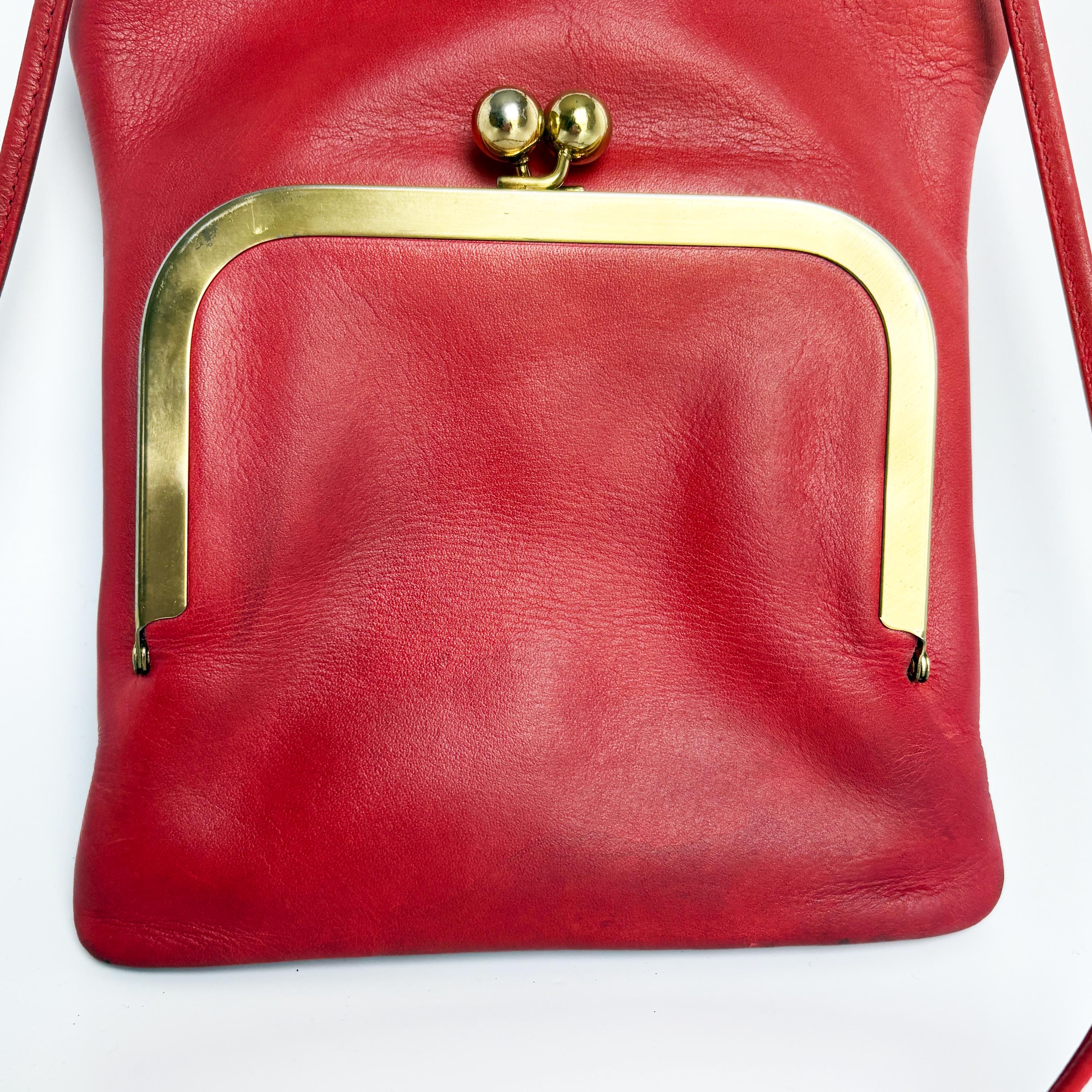 Vintage Bonnie Cashin for Coach Swinger Bag: Red Leather Kiss Lock