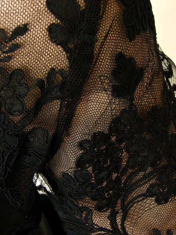 Rare Ronald Amey Evening Gown Black Lace and Silk… - image 10