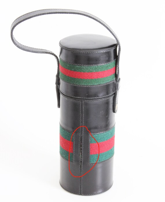 gucci black bolsa with red and green