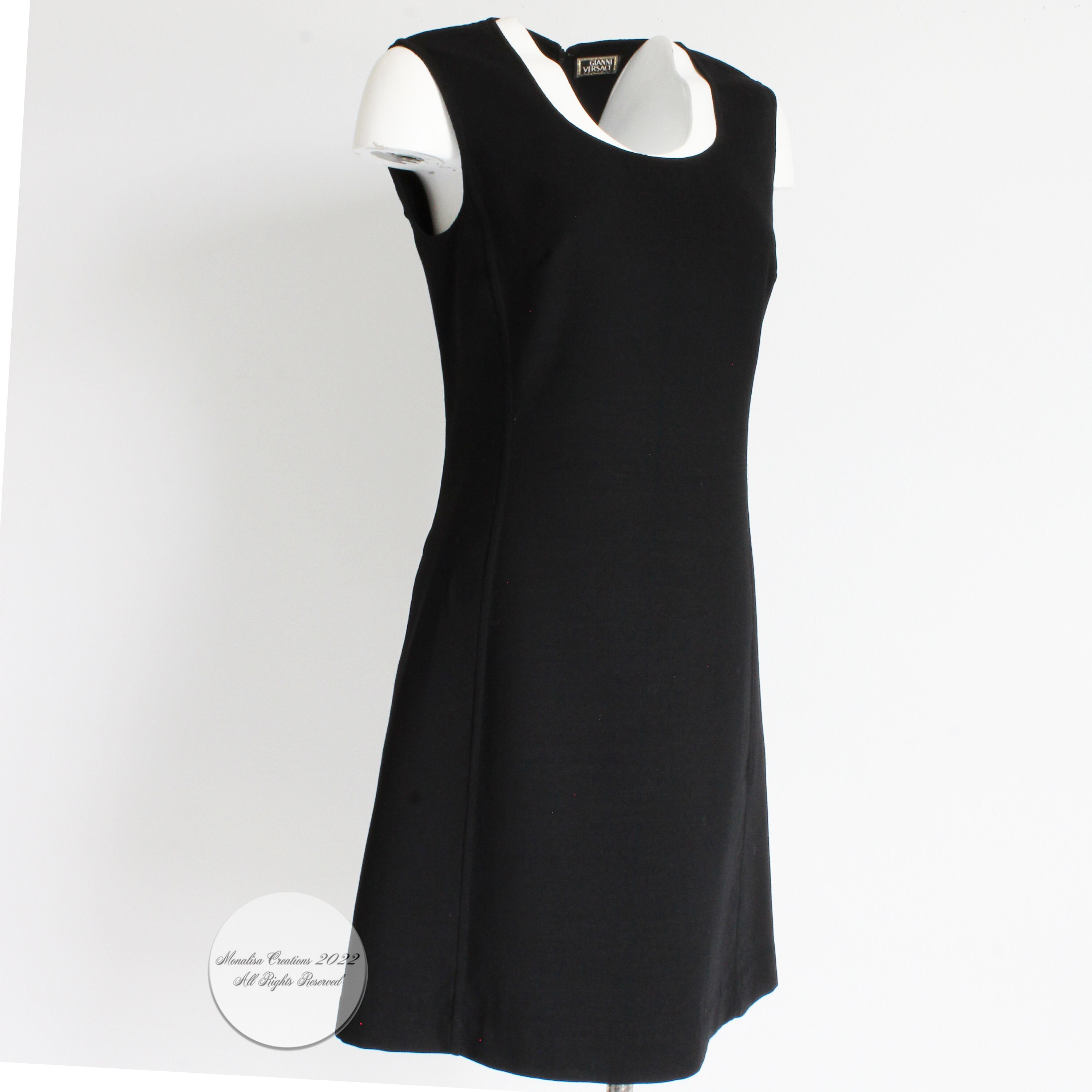 90s Gianni Versace Couture Dress Jumper Black Wool Blend