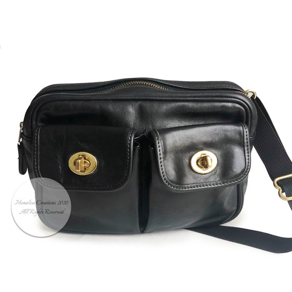 Vintage Coach Pocket Waist Pack Belt Bag Black Fan
