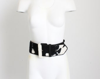 Norma Kamali OMO Wide Belt Cow Print Faux Fur Vintage 90s  display picture 1