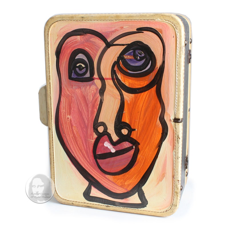 Vintage Peter Keil Painted Suitcase Rolling Stones Berlin Tour '77 Wild Man of Berlin Rare Art image 4