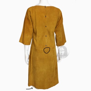 Bonnie Cashin Dress Gold Suede Leather Kimono Sleeves Rare Vintage 60s M image 5