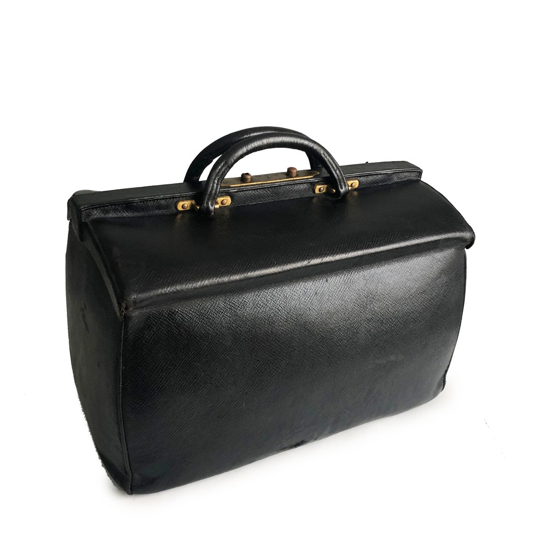 Antique Louis Vuitton Black Doctors Bag Sac Cabine Rare Travel Bag