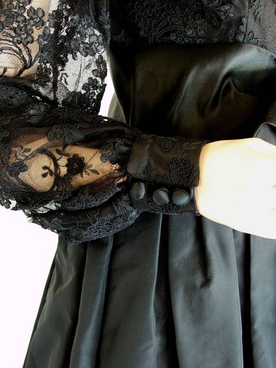 Rare Ronald Amey Evening Gown Black Lace and Silk… - image 8