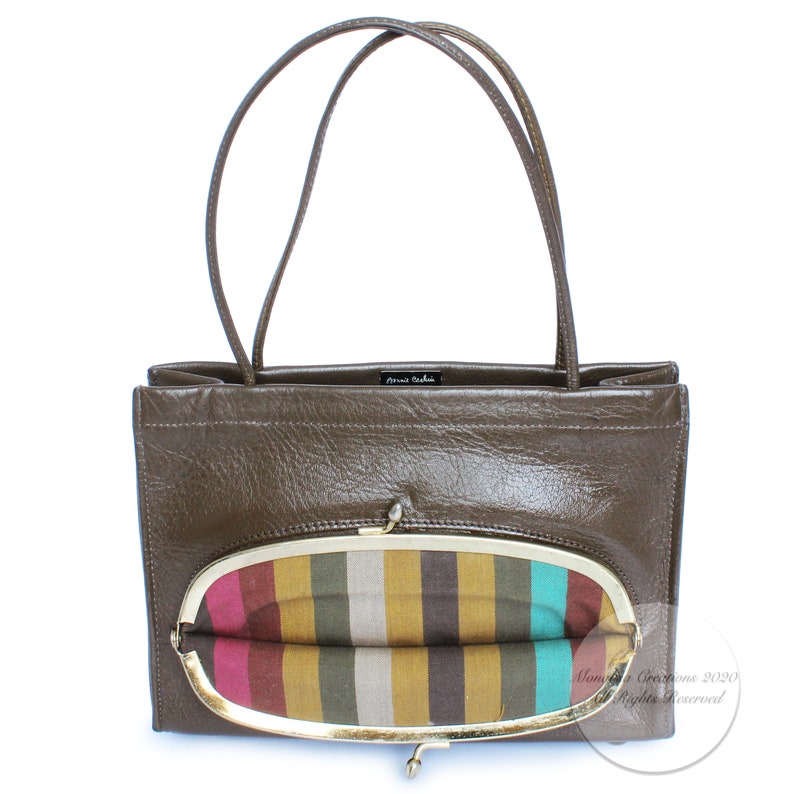 Vintage Bonnie Cashin For Coach Bag Mini Tote with Kisslock Brown Leather 60s HTF image 1