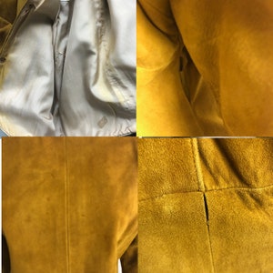 Bonnie Cashin Dress Gold Suede Leather Kimono Sleeves Rare Vintage 60s M image 8