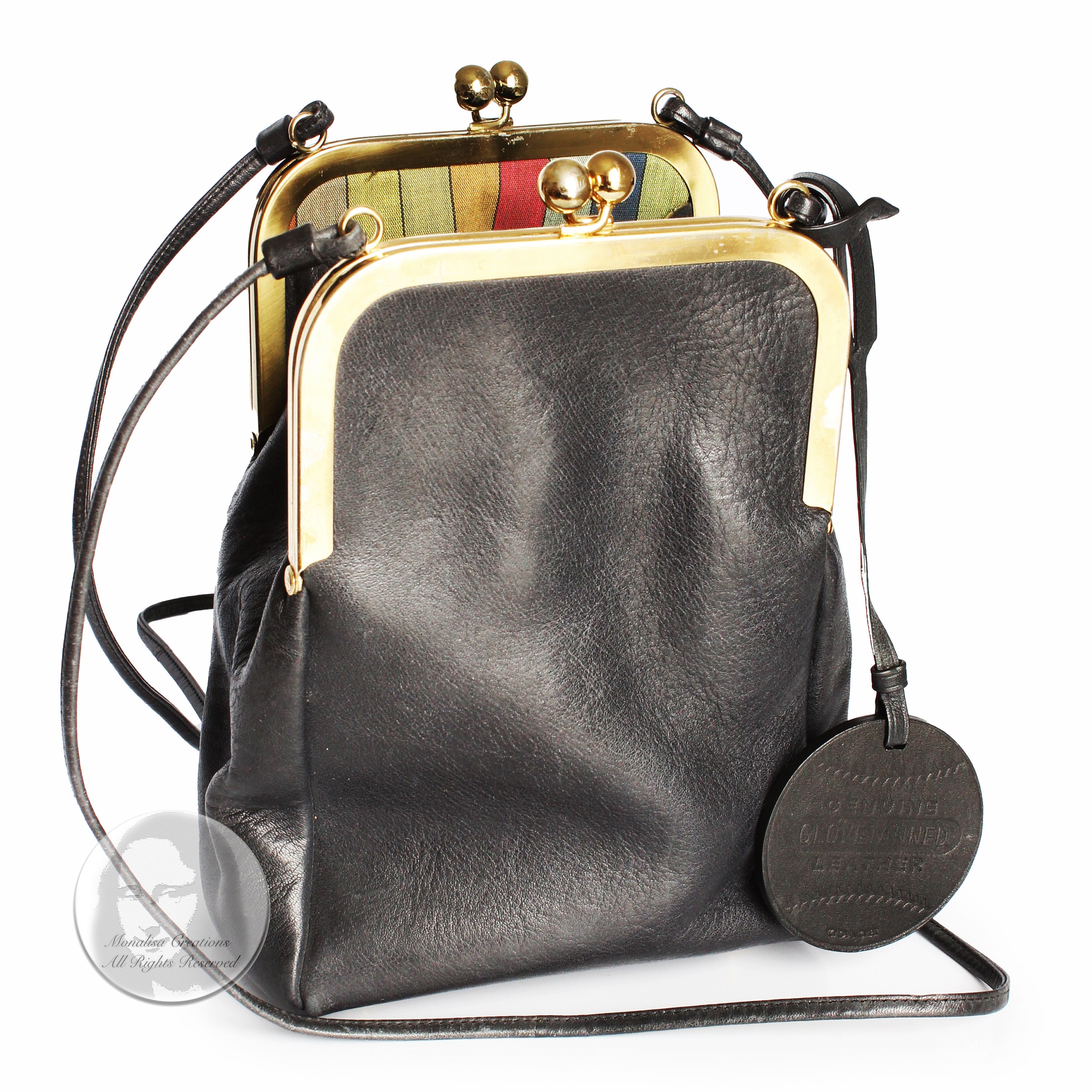 Bonnie Cashin Coach Bag Swinger Black Double Header Shoulder Bag With Limited Edition Coach Remade Baseball Tag Etsy Ireland