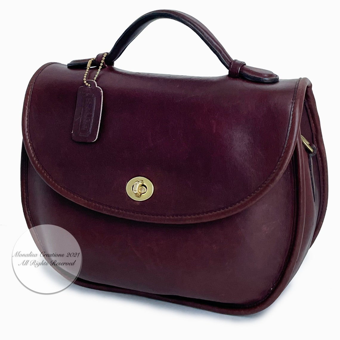 Vintage Coach Large Plaza Bag 9865 Burgundy Leather 80s with Etsy