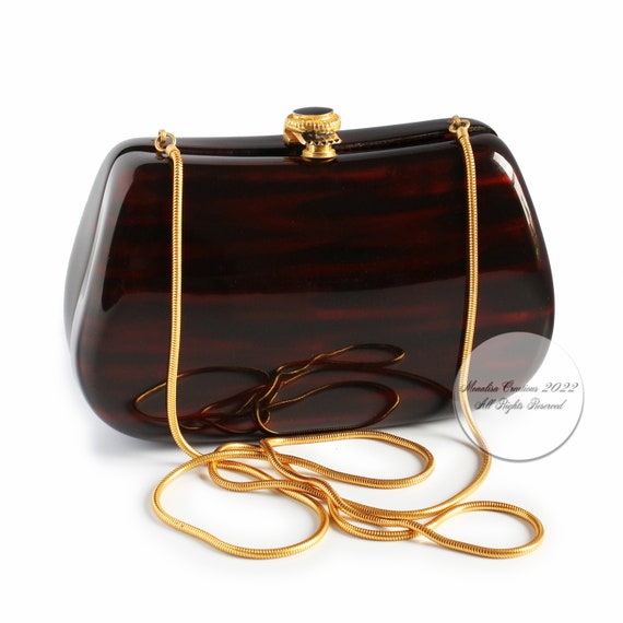 Saks Fifth Avenue Evening Bag Minaudière Clutch Crossbody Shoulder Bag  Polished Wood Resin Italy Rare - Etsy
