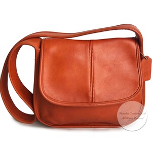 Vintage Coach Ergo Flap Bag Tangerine Leather Style #9034 1990s