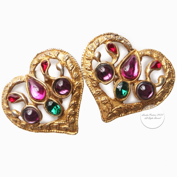 Christian Lacroix Earrings Large Statement Heart … - image 3