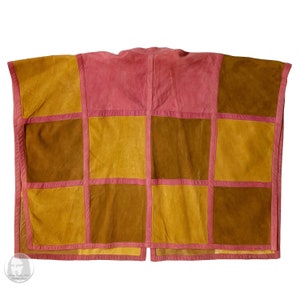 Bonnie Cashin for Sills Poncho Cape Pink Suede Multicolor Patchwork Vintage 1970s Rare S/M image 6