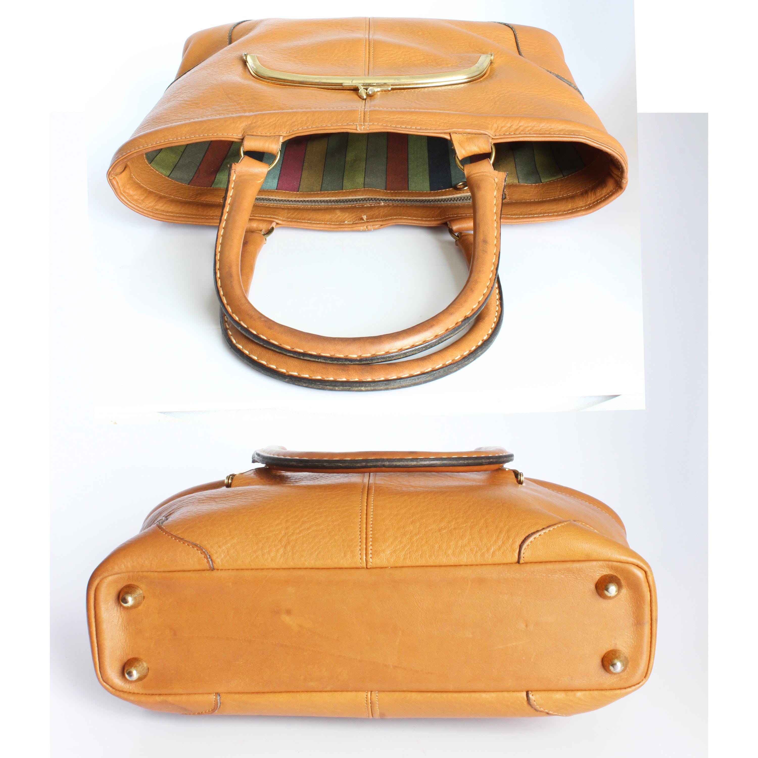Bonnie Cashin for Coach Chunky Tote Bag Kisslock Tan Leather Bonnie Cashin for Coach Chunky Tote Bag Kisslock Tan Leather