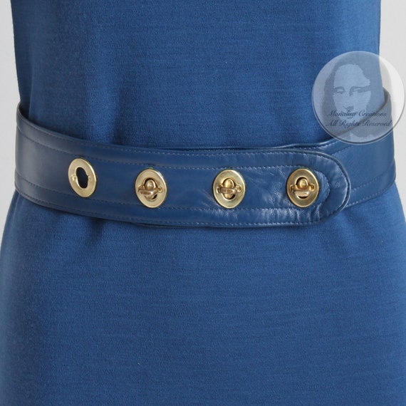 Bonnie Cashin Dress Knit Turtle Neck with Blue Le… - image 3