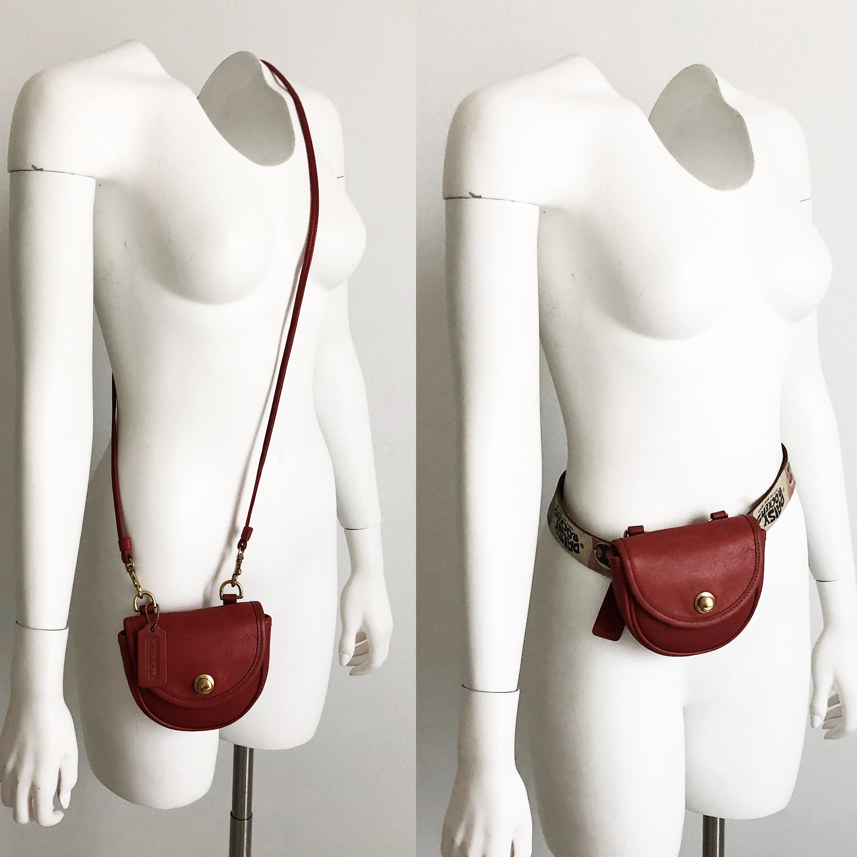 Vintage Coach Mini Bag Belt Bag With Spring Lock Red Leather 9826 
