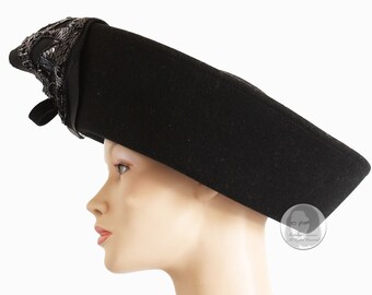 Mr. John Hat Breton Black Wool Felt Embellished Sequins Bow  display picture 3