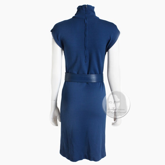 Bonnie Cashin Dress Knit Turtle Neck with Blue Le… - image 7