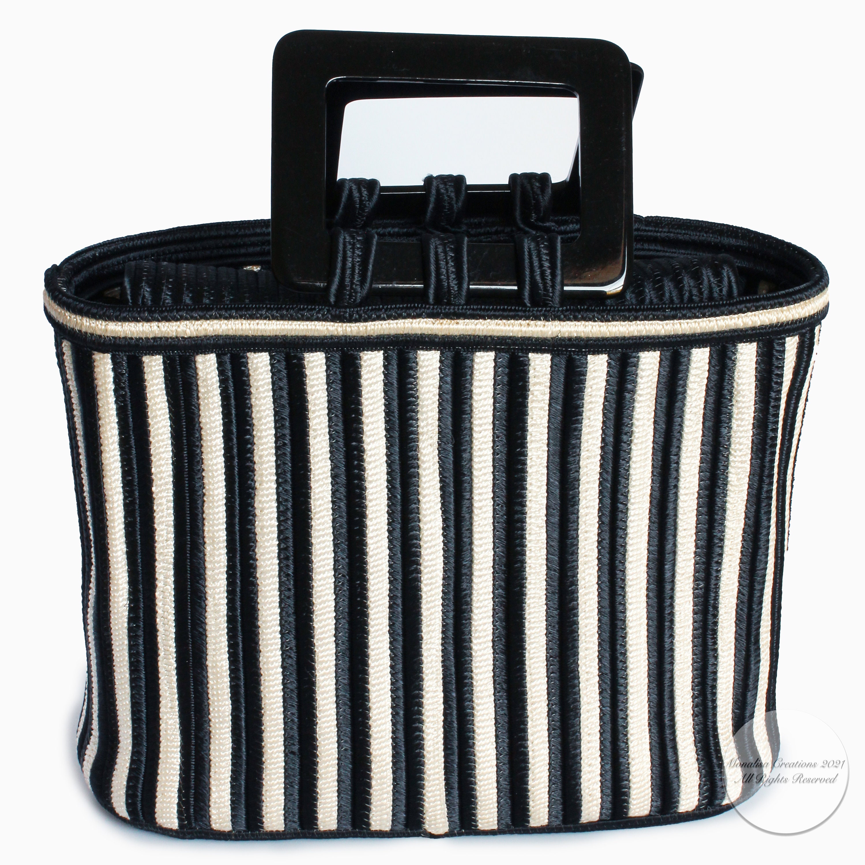 Yves Saint Laurent Striped Logo Embroidered Clutch Bag