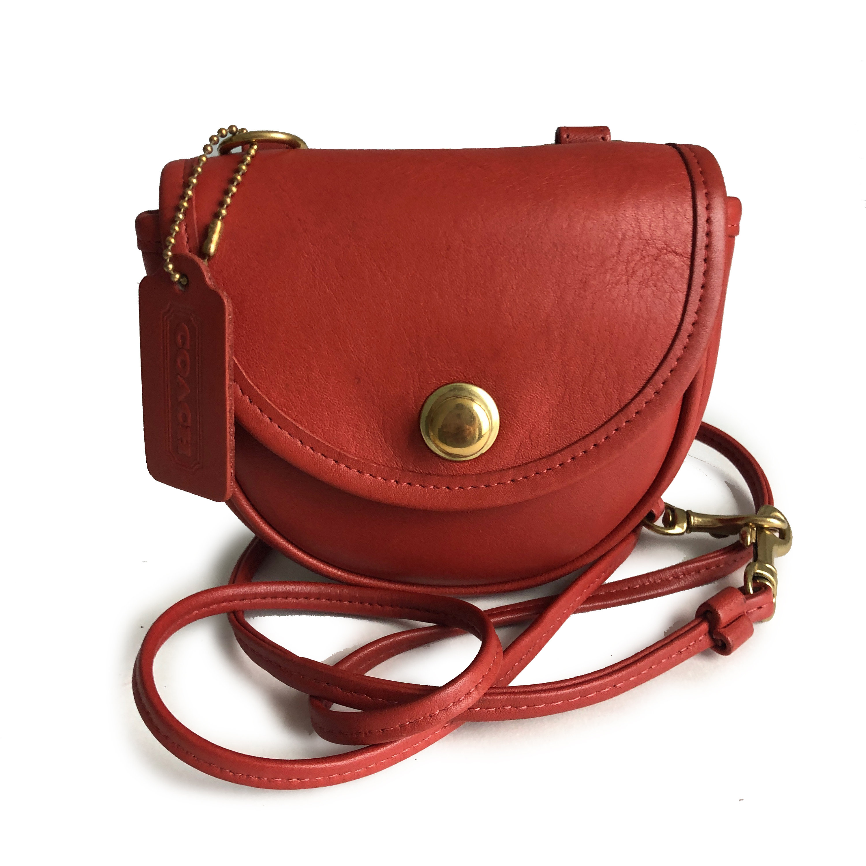 Vintage Coach Mini Bag Belt Bag With Spring Lock Red Leather