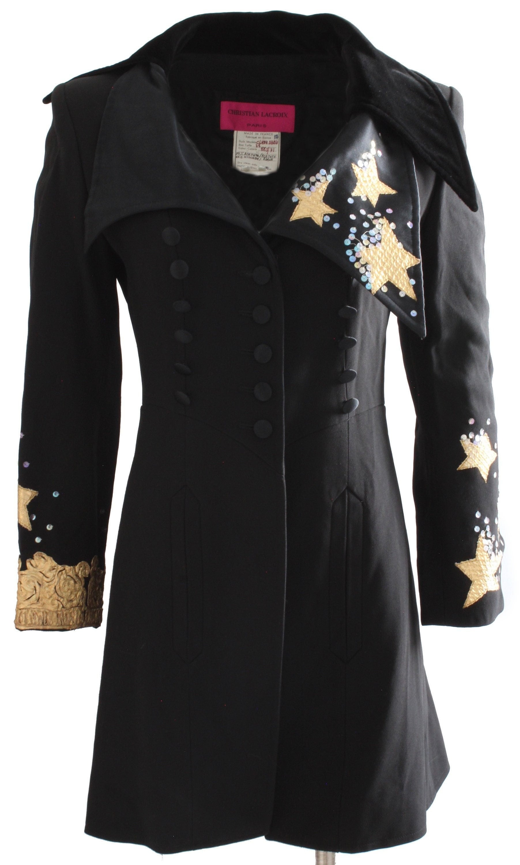 Rare Christian Lacroix Stars & Sequins Black Structured