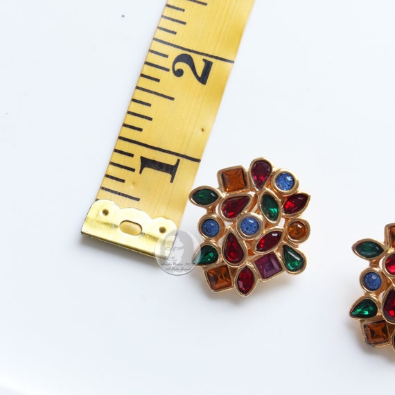 Vintage Yves Saint Laurent Earrings Multicolor Gl… - image 7