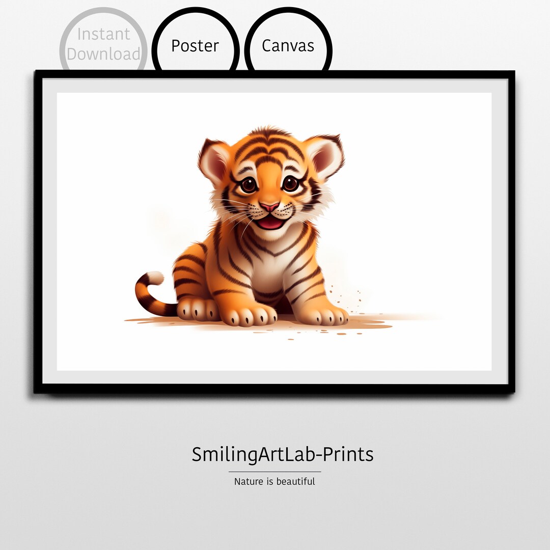 Baby Tiger Image as Poster or Canvas - Tiger Baby - Home Decor - Kids ...
