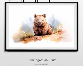 Wombat Painting as Poster or Canvas - Nursery Decor - Watercolor Wombat Baby Animal - Baby Shower Gift - Australian Animal - Kids Room Decor