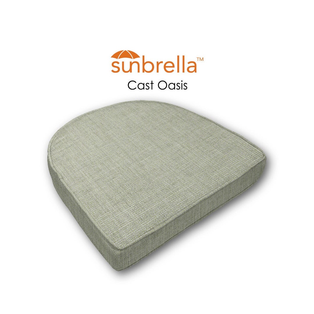 Sunbrella Cast Oasis Contoured Rounded Back Seat Cushion for Wicker
