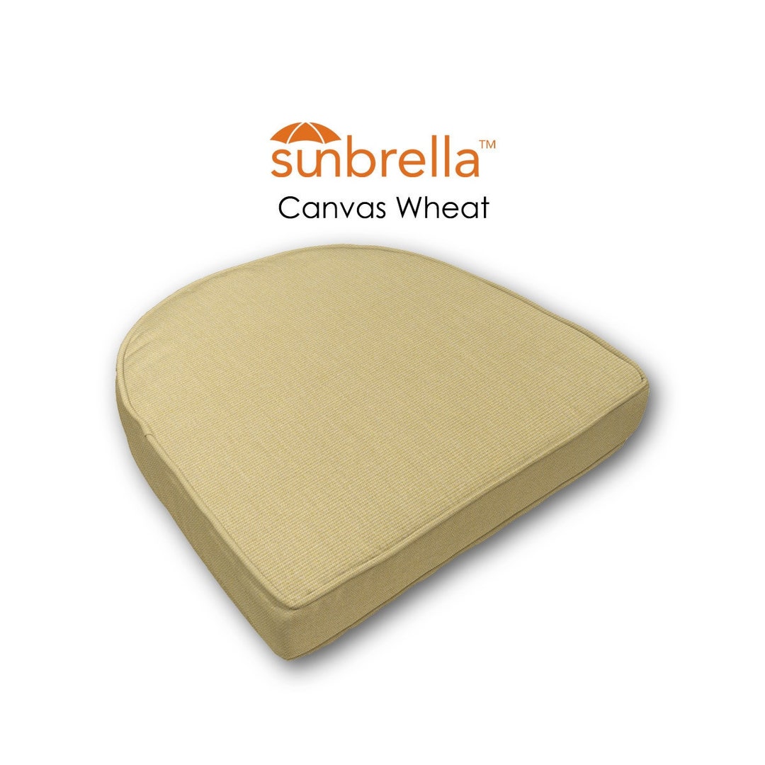 Sunbrella Canvas Wheat Contoured Rounded Back Seat Cushion for Wicker
