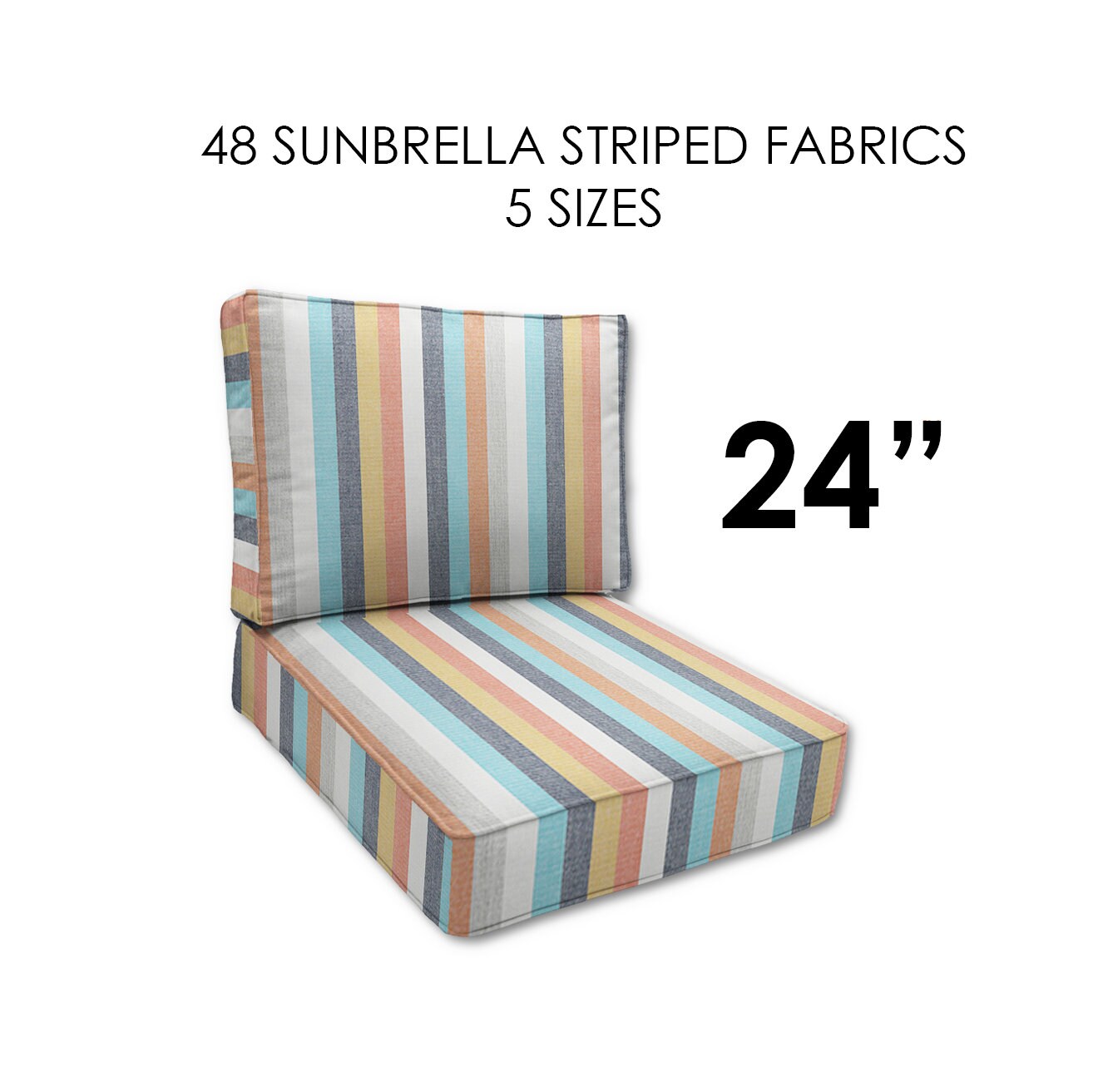 Outdoor Chair Cushion Set 24 WIDE Custom Patio Chair Cushions Sunbrella