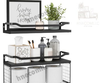 Rustic Wooden Floating Shelf with Guardrail - Farmhouse Decor