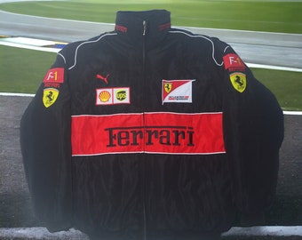 Veste Ferrari vintage - Veste de pilote de course de Formule 1 Old School Street Style - Manteau de rallye F1 non sexiste pour adulte