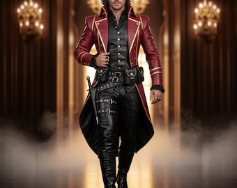 Genuine Leather Pirate Tailcoat & Pants Set | Steampunk Cosplay Outfit